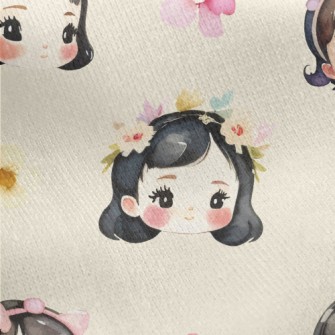 Watercolor Sweet Girl With Flo Jersey Backed Fleece