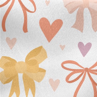 Colorful Bows And Hearts Jersey Backed Fleece