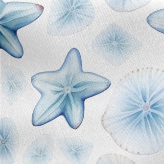 Hand Drawn Starfish And Shells Jersey Backed Fleece