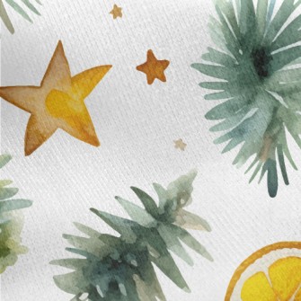 Watercolor Autumn Leaves Star  Jersey Backed Fleece