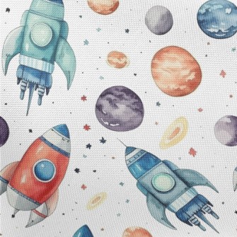 Hand Drawn Watercolor Universe Pongee