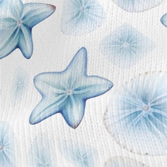 Hand Drawn Starfish And Shells Stretch Jersey