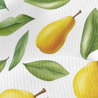 Hand Drawn Pears With Green Le Stretch Jersey