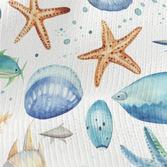 Hand Drawn Starfish Shells Fis Stretch Jersey