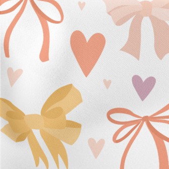 Colorful Bows And Hearts Lightweight Cotton Poplin
