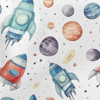 Hand Drawn Watercolor Universe Lightweight Cotton Poplin