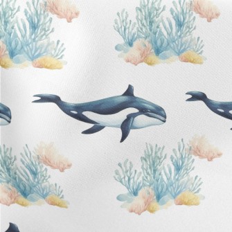 Hand-painted Killer Whale And  Lightweight Cotton Poplin