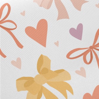 Colorful Bows And Hearts Midweight Cotton Poplin