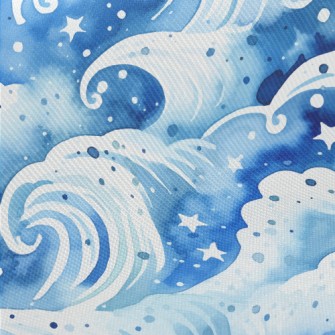 Watercolor Beautiful Waves Midweight Cotton Poplin
