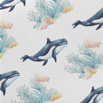 Hand-painted Killer Whale And  Midweight Cotton Poplin