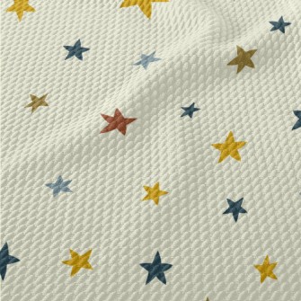 Colorful Irregular Stars Birdseye Piqué