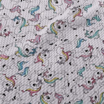 Cute Colorful Unicorn Birdseye Piqué