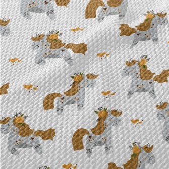 Cartoon Grey Unicorn Birdseye Piqué