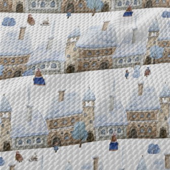 Winter Snowy Street Birdseye Piqué