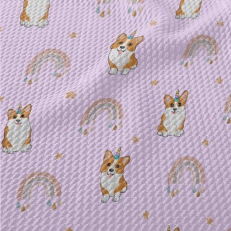 Cute Corgi And Rainbow Birdseye Piqué