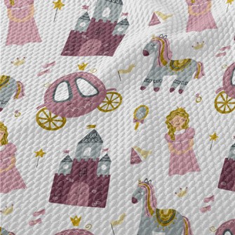 Fairytale Princess And Carriag Birdseye Piqué