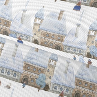 Winter Snowy Street Waterproof Oxford