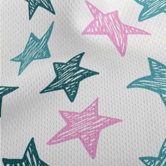 Hand Drawn Star Doodles Athletic Mesh Flat Back
