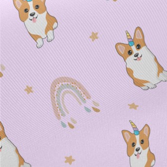 Cute Corgi And Rainbow Twill
