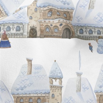 Winter Snowy Street Micro Fleece