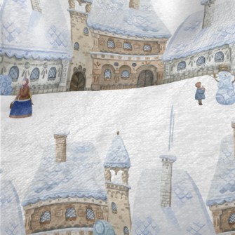 Winter Snowy Street Minky