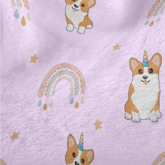 Cute Corgi And Rainbow Minky