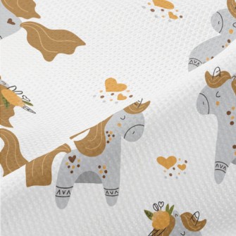Cartoon Grey Unicorn Piqué