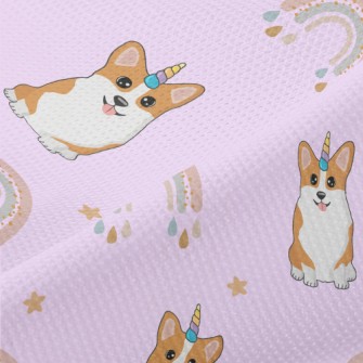 Cute Corgi And Rainbow Piqué
