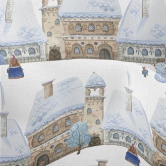 Winter Snowy Street Lightweight Performance Linen