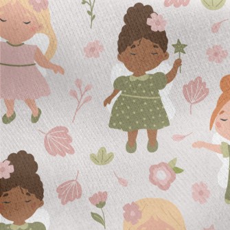 Fairy Tale Fairy And Flowers Jersey Backed Fleece