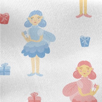 Blue And Pink Witch With Gift Jersey Backed Fleece