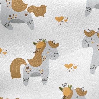 Cartoon Grey Unicorn Jersey Backed Fleece