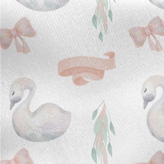 Watercolor Fairy Tale Swan Jersey Backed Fleece