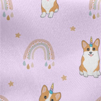 Cute Corgi And Rainbow Jersey Backed Fleece