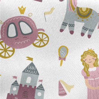 Fairytale Princess And Carriag Jersey Backed Fleece