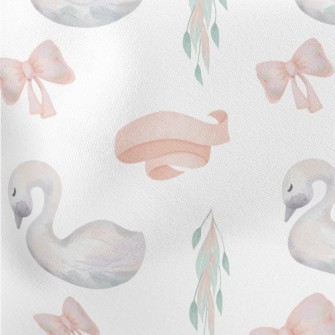 Watercolor Fairy Tale Swan Lightweight Cotton Poplin