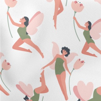 Fairies Dancing With Flowers Lightweight Cotton Poplin
