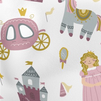 Fairytale Princess And Carriag Lightweight Cotton Poplin