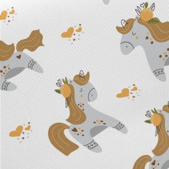 Cartoon Grey Unicorn Midweight Cotton Poplin