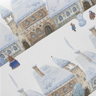 Winter Snowy Street Midweight Cotton Poplin