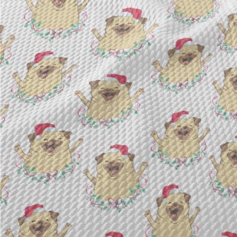 Merry Christmas Puppy Birdseye Piqué