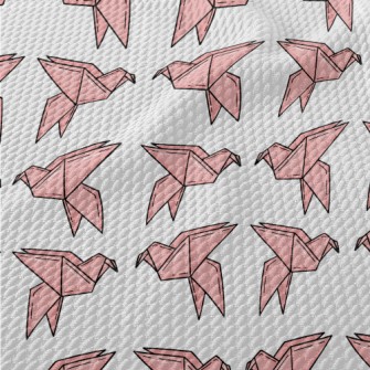 Pink Paper Cranes Birdseye Piqué