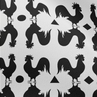 Black And White Rooster Silhou Chiffon