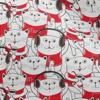 White Cat Illustration Chiffon