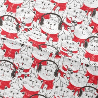 White Cat Illustration Waterproof Oxford