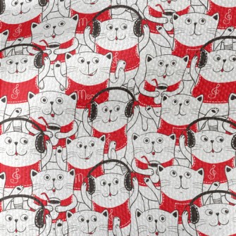 White Cat Illustration Waterproof Canvas