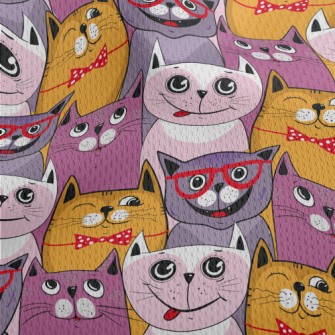 Colorful Cat Doodle Athletic Mesh Flat Back