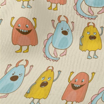 Colorful Cute Little Monsters Terry