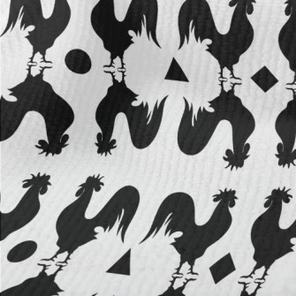 Black And White Rooster Silhou Terry