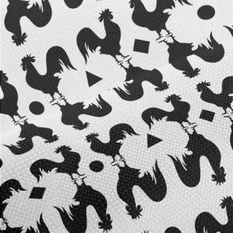 Black And White Rooster Silhou Performance Linen
